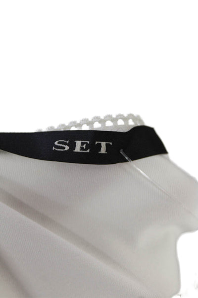 Set Womens Spaghetti Strap V-Neck Lace Trim Camisole Top Solid White Size 10