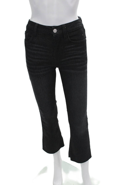 Frame Womens Cotton Blend Mid-Rise Five Pocket Bootcut Jeans Black Size 24