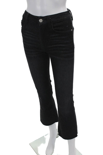 Frame Womens Cotton Blend Mid-Rise Five Pocket Bootcut Jeans Black Size 24