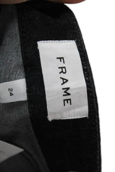 Frame Womens Cotton Blend Mid-Rise Five Pocket Bootcut Jeans Black Size 24