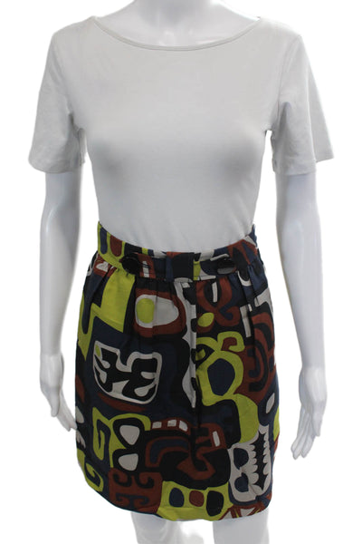 Tibi Womens Silk Blend Abstract Two Pocket A-Line Skirt Multicolor Size 2