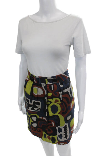 Tibi Womens Silk Blend Abstract Two Pocket A-Line Skirt Multicolor Size 2