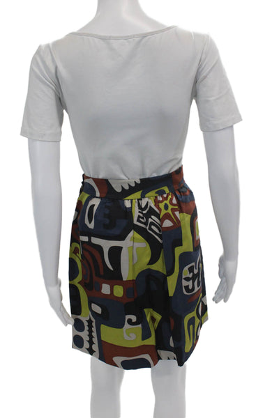 Tibi Womens Silk Blend Abstract Two Pocket A-Line Skirt Multicolor Size 2