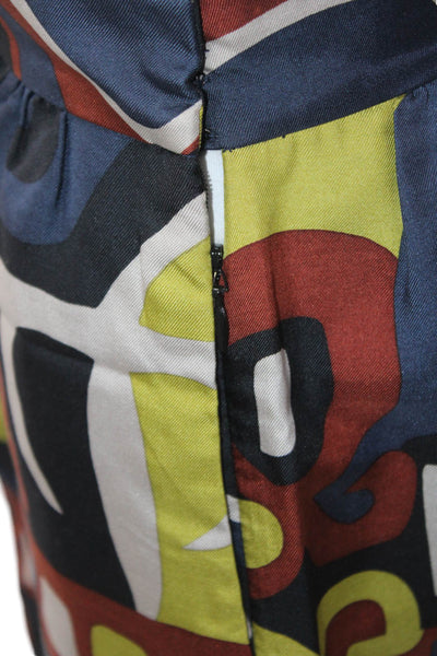 Tibi Womens Silk Blend Abstract Two Pocket A-Line Skirt Multicolor Size 2