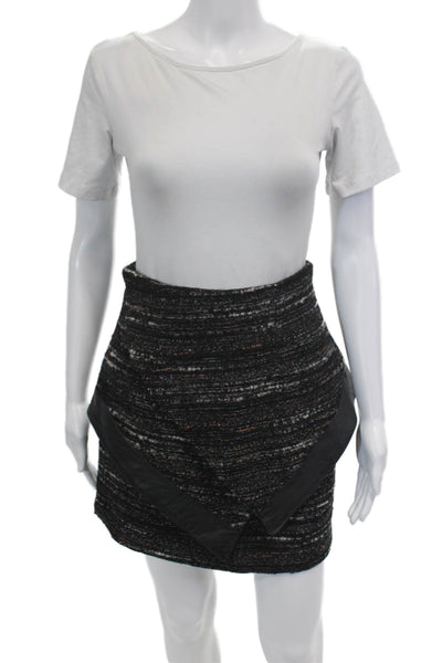 Hunter Bell Womens Lined Tweed Layered Zip Up Mini Skirt Black Size 2