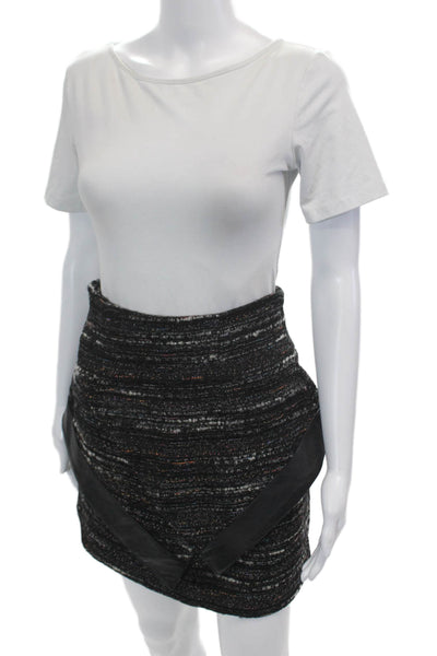 Hunter Bell Womens Lined Tweed Layered Zip Up Mini Skirt Black Size 2