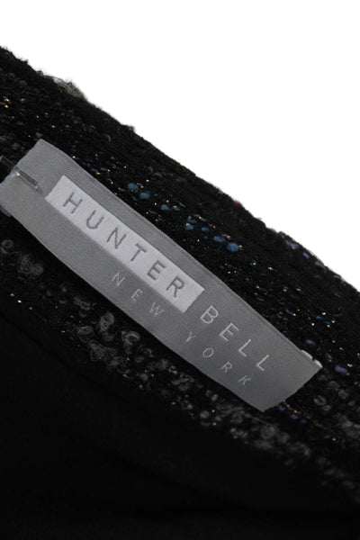Hunter Bell Womens Lined Tweed Layered Zip Up Mini Skirt Black Size 2