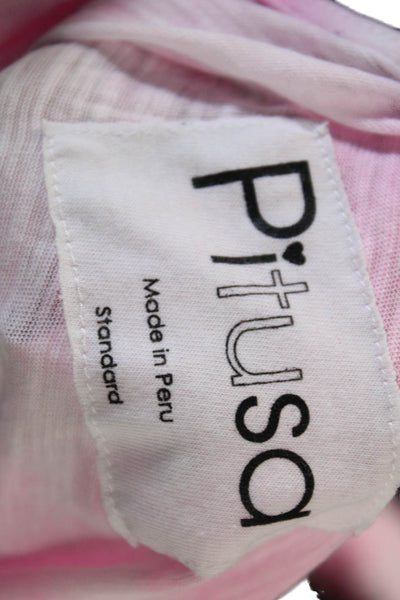 Pitusa Womens Cotton Tie Dye Print Ruffle Hem A-Line Tank Dress Pink Size S