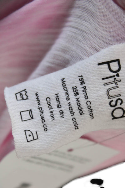 Pitusa Womens Cotton Tie Dye Print Ruffle Hem A-Line Tank Dress Pink Size S