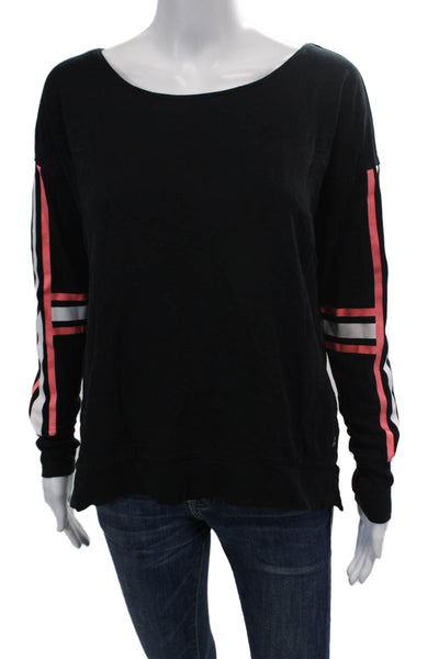 Sweaty Betty Womens Striped Print Long Sleeve Activewear Top Black Size S
