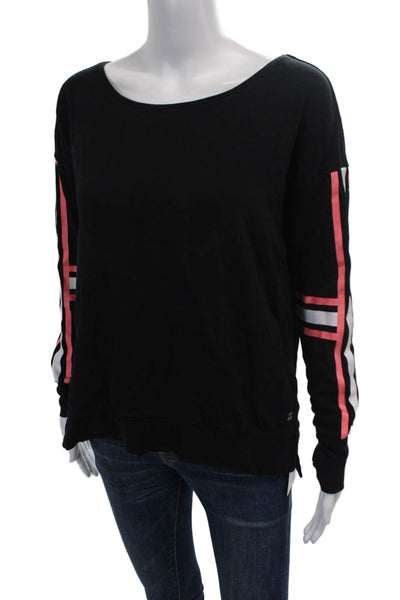 Sweaty Betty Womens Striped Print Long Sleeve Activewear Top Black Size S