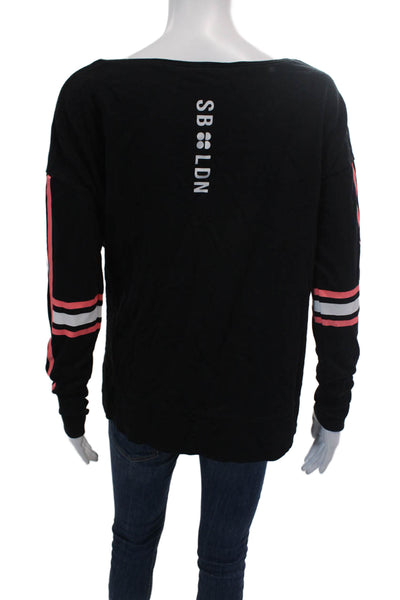 Sweaty Betty Womens Striped Print Long Sleeve Activewear Top Black Size S