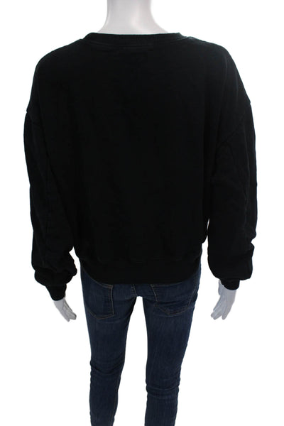Ksubi Womens Cotton Crew Neck Long Sleeve Ribbed Panel Sweatshirt Black Size S