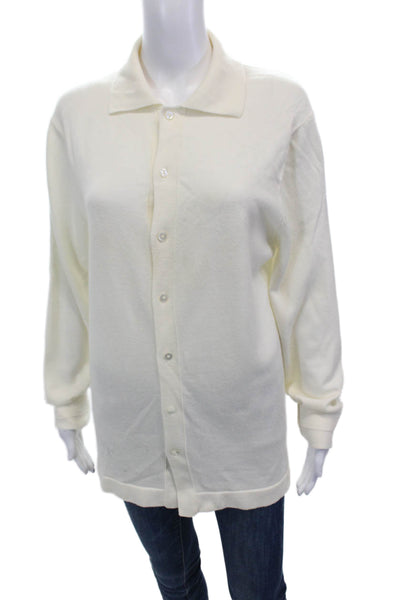 Suit Supply Womens Wool Collared Buttoned Long Sleeve Cardigan White Size L