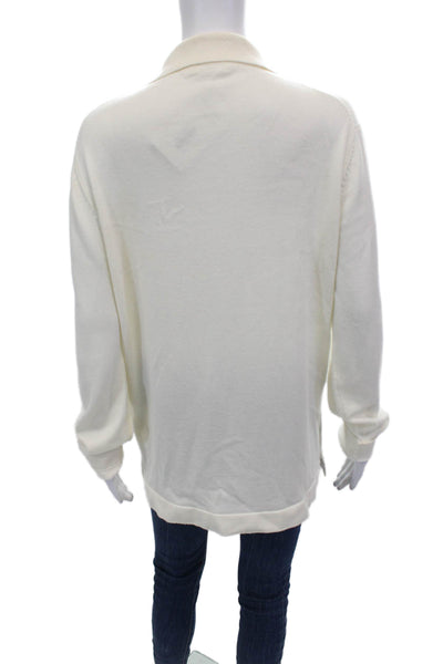 Suit Supply Womens Wool Collared Buttoned Long Sleeve Cardigan White Size L