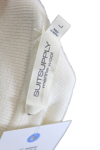 Suit Supply Womens Wool Collared Buttoned Long Sleeve Cardigan White Size L