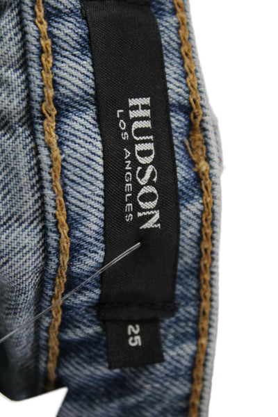 Hudson Womens Cotton Grommet Detail Distressed Denim Mini Skirt Blue Size 25