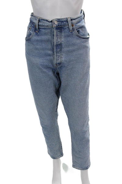 Levis Womens Cotton Denim Light Wash High-Rise Tapered Jeans Blue Size 32