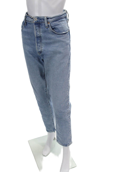 Levis Womens Cotton Denim Light Wash High-Rise Tapered Jeans Blue Size 32
