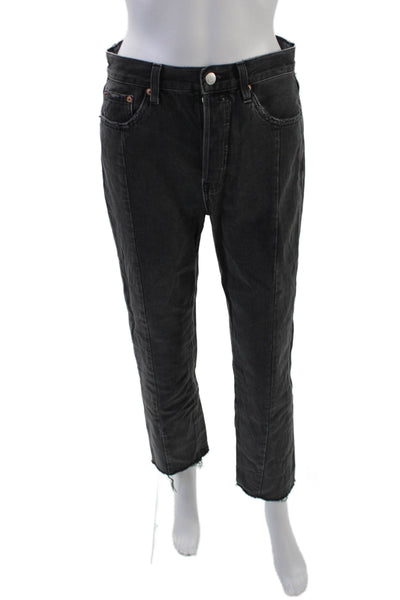 Pistola Womens High Rise Raw Hem Straight Leg Jeans Gray Size 26