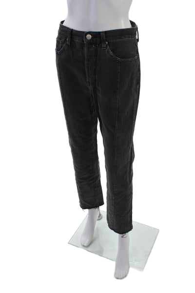 Pistola Womens High Rise Raw Hem Straight Leg Jeans Gray Size 26