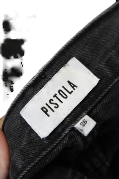 Pistola Womens High Rise Raw Hem Straight Leg Jeans Gray Size 26