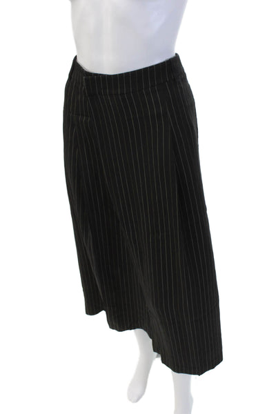 Vince Womens Striped High Rise Wide Leg Dress Pants Black Green Size 6