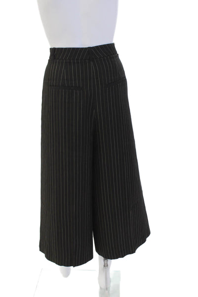 Vince Womens Striped High Rise Wide Leg Dress Pants Black Green Size 6