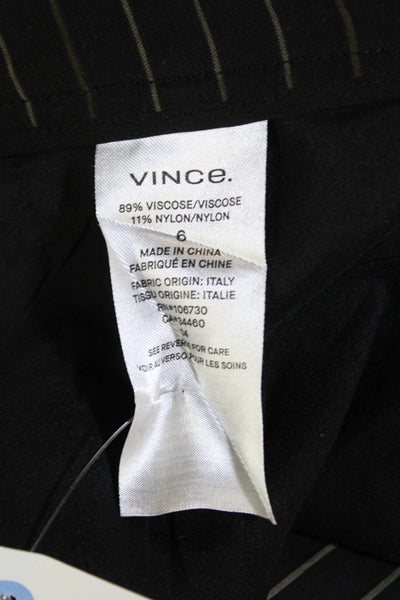 Vince Womens Striped High Rise Wide Leg Dress Pants Black Green Size 6