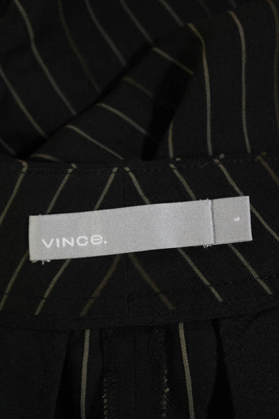 Vince Womens Striped High Rise Wide Leg Dress Pants Black Green Size 6