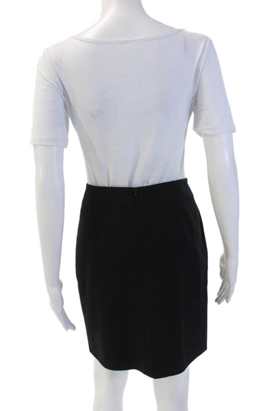 Akris Punto Womens Flat Front Back Zipper Mini Skirt Black Size 8