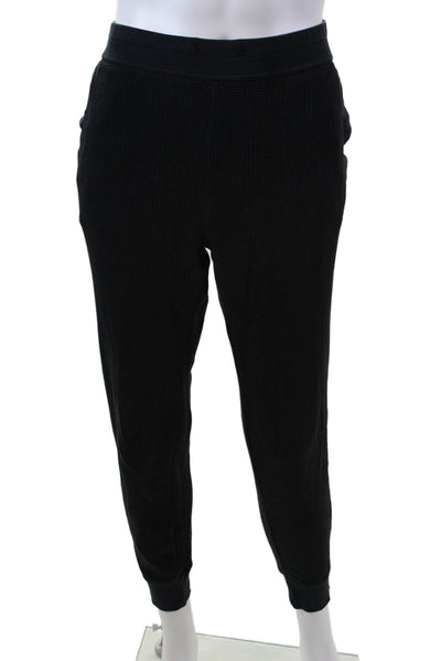 Theory Mens High Rise Thermal Jogger Sweatpants Black Cotton Size Medium