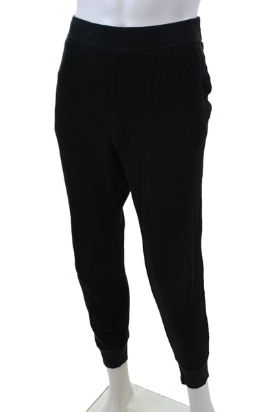 Theory Mens High Rise Thermal Jogger Sweatpants Black Cotton Size Medium