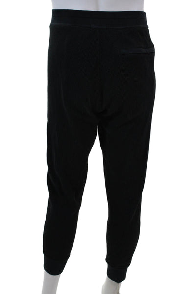 Theory Mens High Rise Thermal Jogger Sweatpants Black Cotton Size Medium