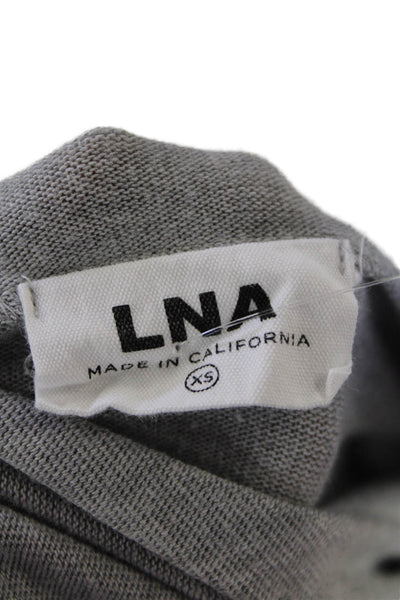 LNA Womens Laced Detail Hooded Long Sleeve Cropped Sweatshirt Gray Size XS