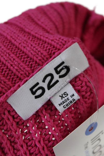 525 Womens Cotton Knitted High Neck Long Sleeve Sweater Solid Pink Size XS