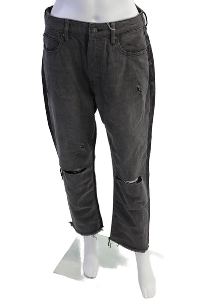 Hidden Womens Cotton Denim Five Pocket Distressed High-Rise Jeans Gray Size 28