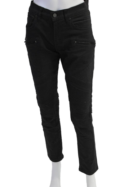 J Brand Mens Coated Mills Moto Skinny Zip Pocket Jeans Black Size 29
