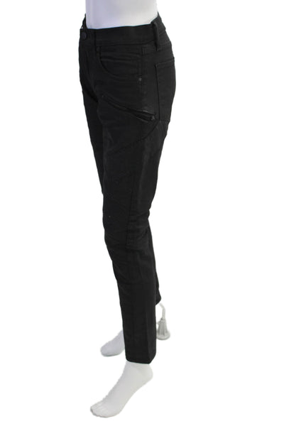 J Brand Mens Coated Mills Moto Skinny Zip Pocket Jeans Black Size 29