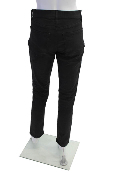 J Brand Mens Coated Mills Moto Skinny Zip Pocket Jeans Black Size 29