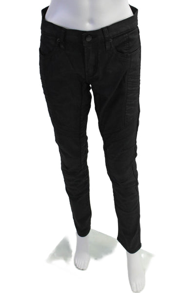 J Brand Mens Sutura Moto Coated Quilted Skinny Jeans Black Size 29