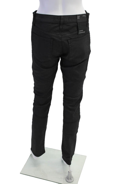 J Brand Mens Sutura Moto Coated Quilted Skinny Jeans Black Size 29