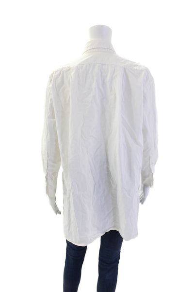 MNG Womens Cotton Collared Long Sleeve Button-Down Shirt White Size 2