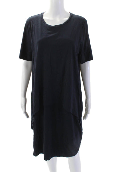 COS Womens Round Neck Short Sleeve Hi-Low T-Shirt Dress Navy Blue Size M