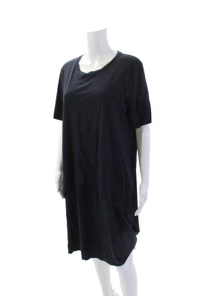 COS Womens Round Neck Short Sleeve Hi-Low T-Shirt Dress Navy Blue Size M