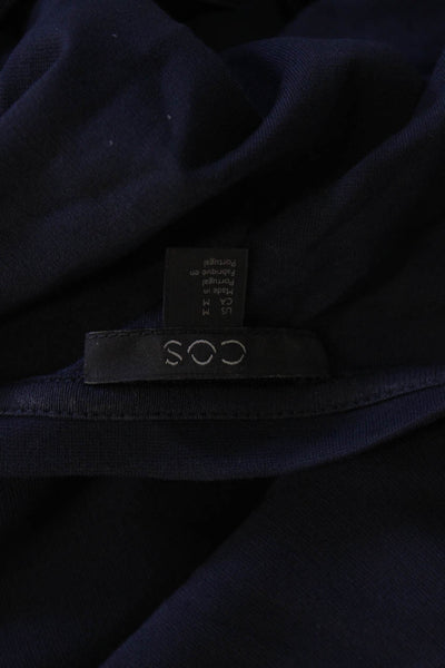 COS Womens Round Neck Short Sleeve Hi-Low T-Shirt Dress Navy Blue Size M