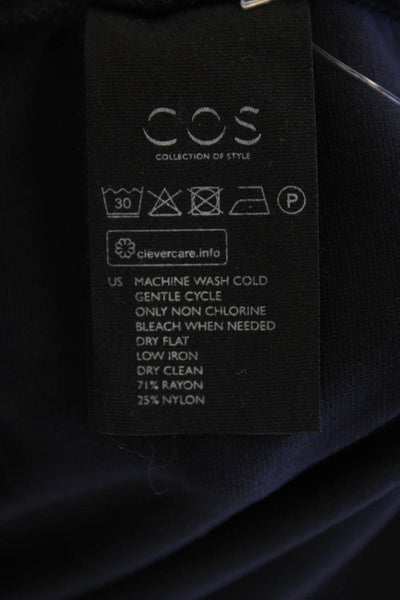 COS Womens Round Neck Short Sleeve Hi-Low T-Shirt Dress Navy Blue Size M