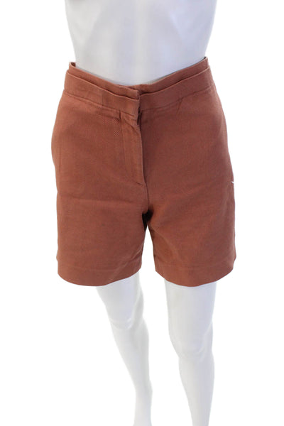 COS Womens Zipper Fly High Rise Knit SHort Shorts Brown Cotton Size 8