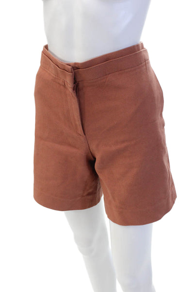 COS Womens Zipper Fly High Rise Knit SHort Shorts Brown Cotton Size 8