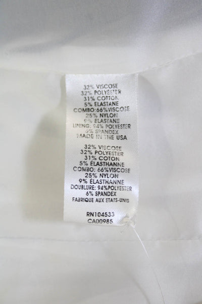Nanette Lepore Womens Single Button V Neck Knit Blazer Jacket White Black Size 2